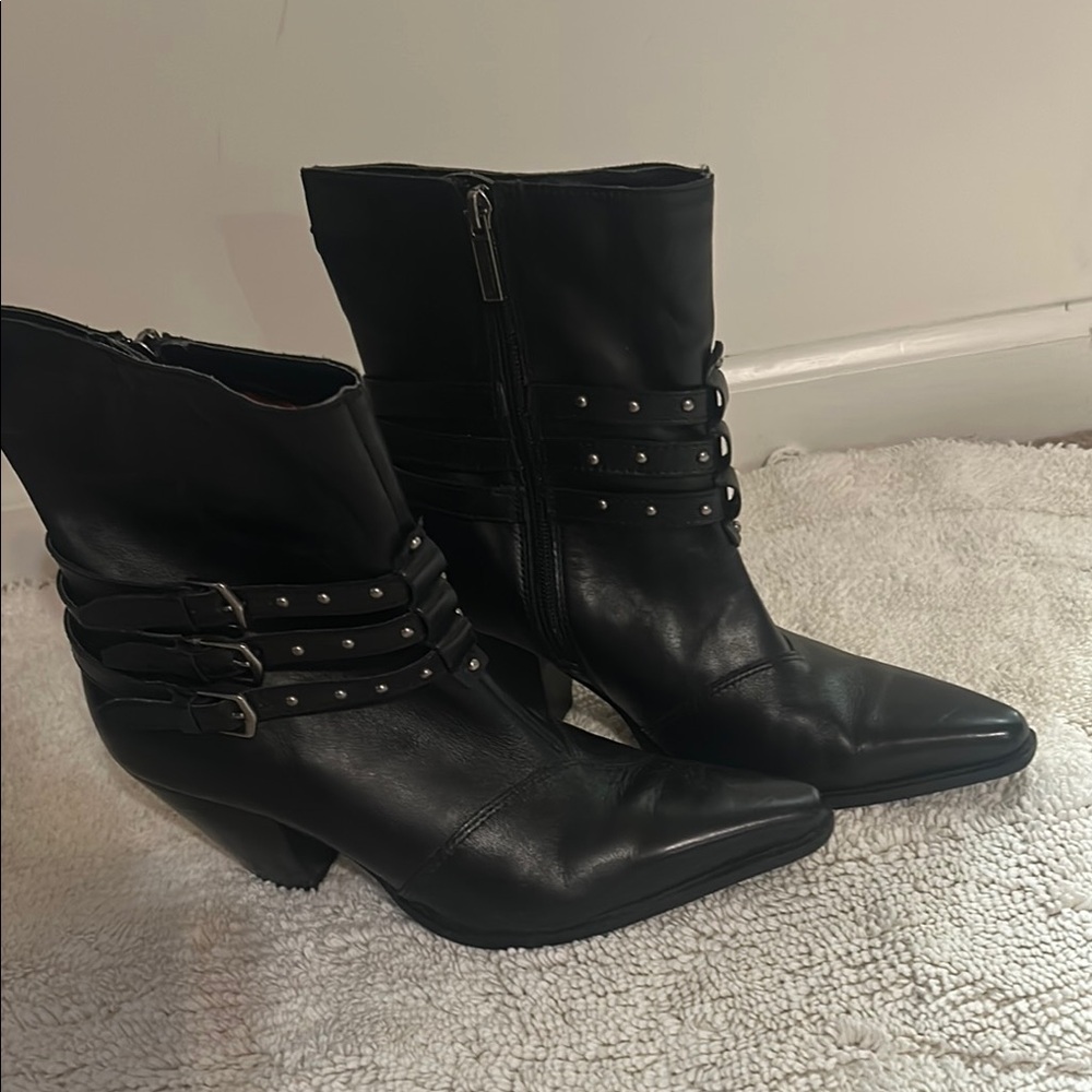 Women's Black Leather Ankle Boots